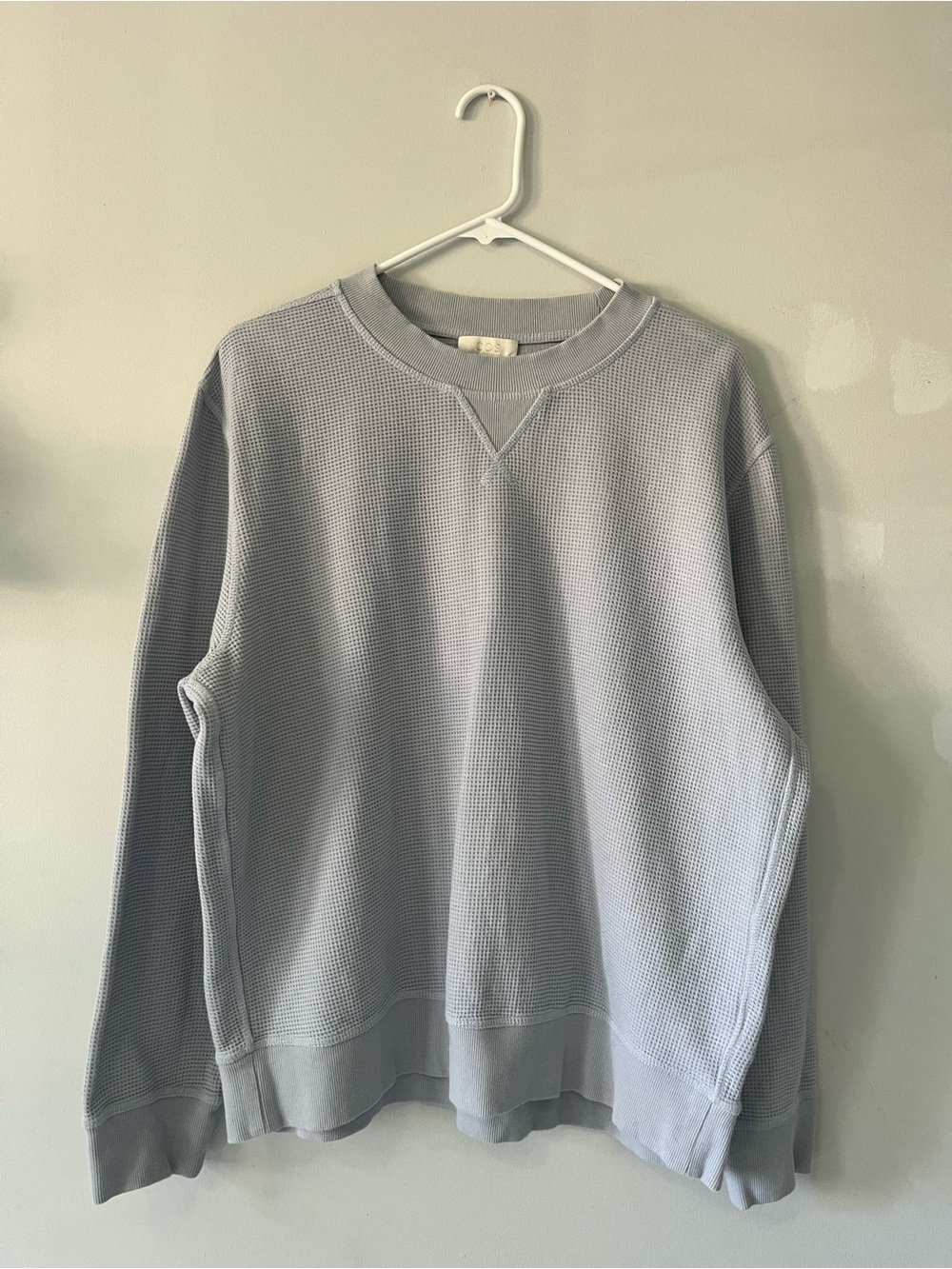 COS Men's baby blue Waffle Crewneck Sweater